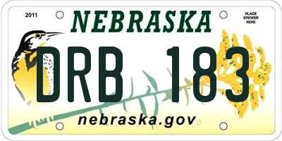 NE license plate DRB183
