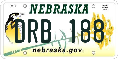 NE license plate DRB188