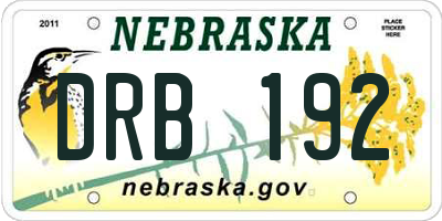 NE license plate DRB192