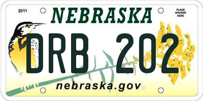NE license plate DRB202