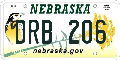 NE license plate DRB206