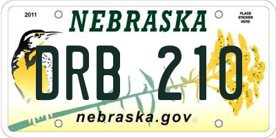 NE license plate DRB210