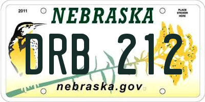 NE license plate DRB212