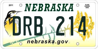 NE license plate DRB214