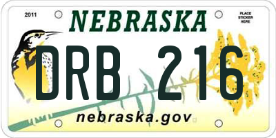 NE license plate DRB216