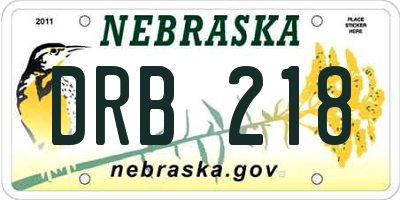NE license plate DRB218