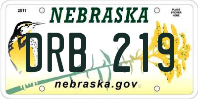 NE license plate DRB219