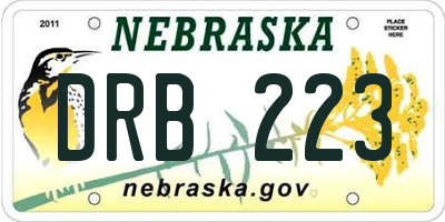 NE license plate DRB223