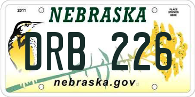 NE license plate DRB226