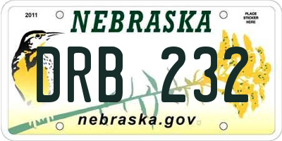 NE license plate DRB232