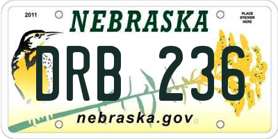 NE license plate DRB236