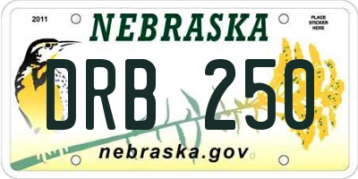 NE license plate DRB250