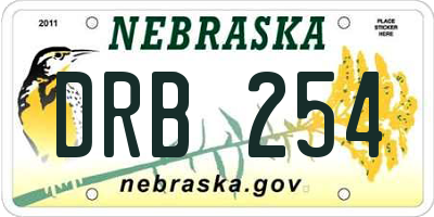 NE license plate DRB254