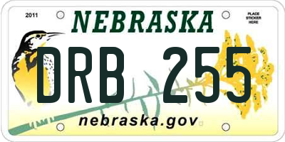 NE license plate DRB255