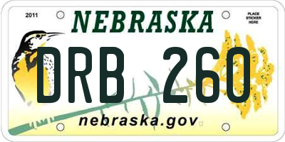 NE license plate DRB260