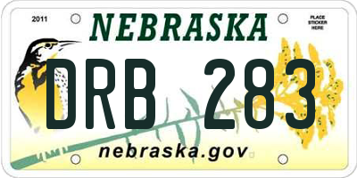 NE license plate DRB283
