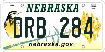 NE license plate DRB284