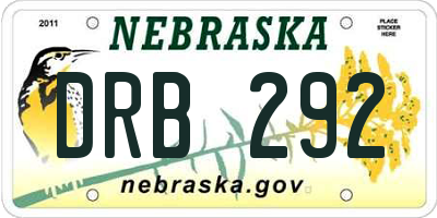 NE license plate DRB292