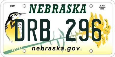 NE license plate DRB296