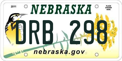 NE license plate DRB298