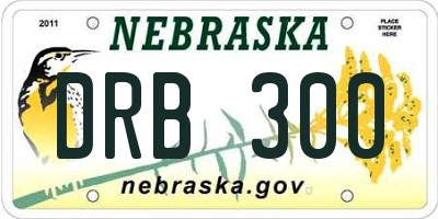 NE license plate DRB300