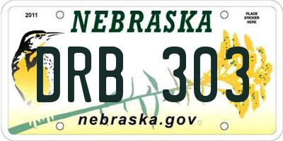 NE license plate DRB303