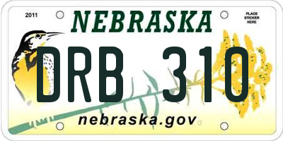 NE license plate DRB310