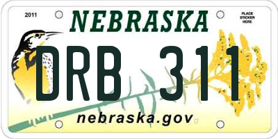 NE license plate DRB311