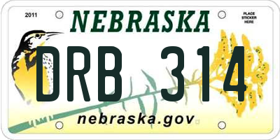NE license plate DRB314