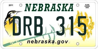 NE license plate DRB315