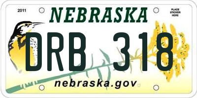 NE license plate DRB318