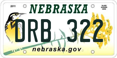 NE license plate DRB322