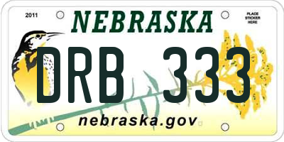 NE license plate DRB333