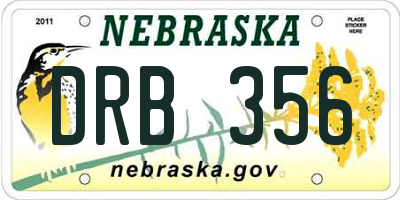 NE license plate DRB356