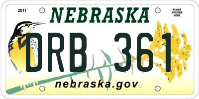 NE license plate DRB361