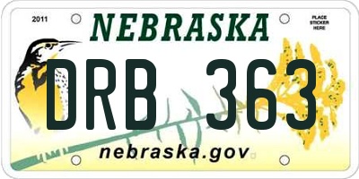 NE license plate DRB363