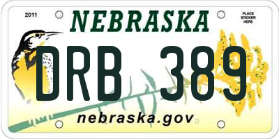 NE license plate DRB389
