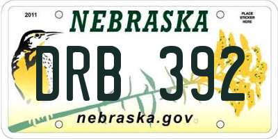 NE license plate DRB392