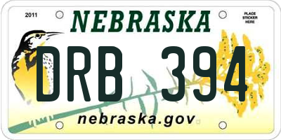 NE license plate DRB394