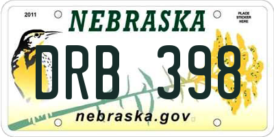 NE license plate DRB398
