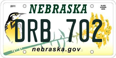 NE license plate DRB702
