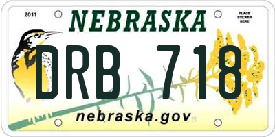 NE license plate DRB718
