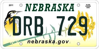 NE license plate DRB729