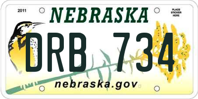 NE license plate DRB734