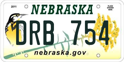 NE license plate DRB754