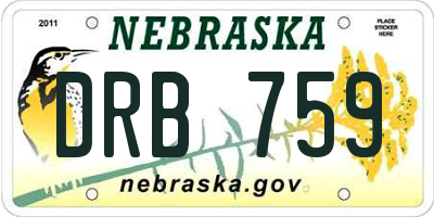 NE license plate DRB759