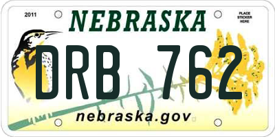 NE license plate DRB762