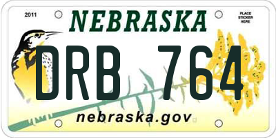 NE license plate DRB764