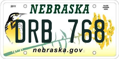 NE license plate DRB768