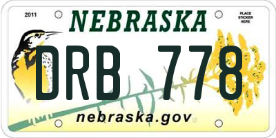 NE license plate DRB778